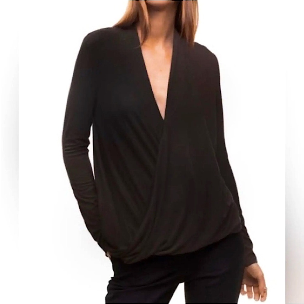 Aritzia Babaton (M) Wrap Top - Black Longsleeve - Chic, Staple, Minimalist, Work